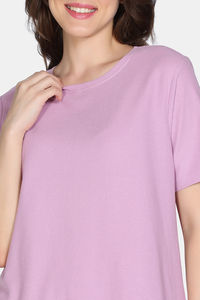 Zivame 2 Mile Fashion Knit Cotton Loungewear Set - Mauve Mist — thumbnail 6